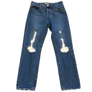 Levi's Womens Jeans Sz 26 Wedgie Straight Med Wash Distressed Denim Casual Thick